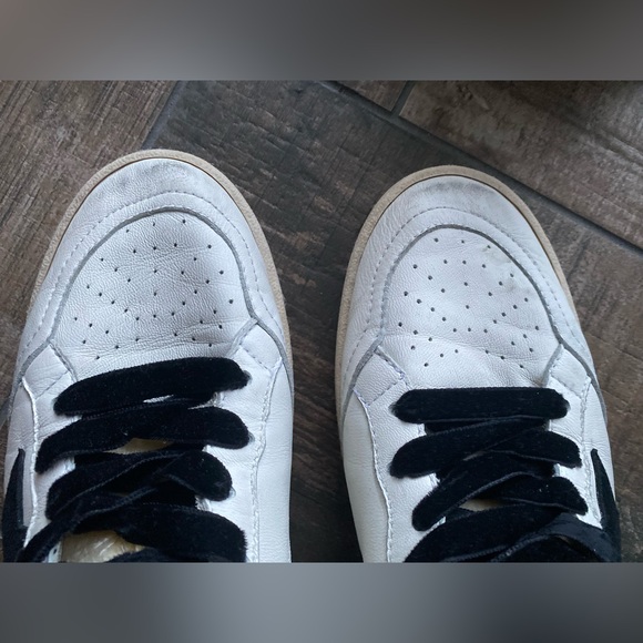 RARE! Golden Goose Ball Star distressed printed suede-trimmed leather sneakers - Picture 10 of 14